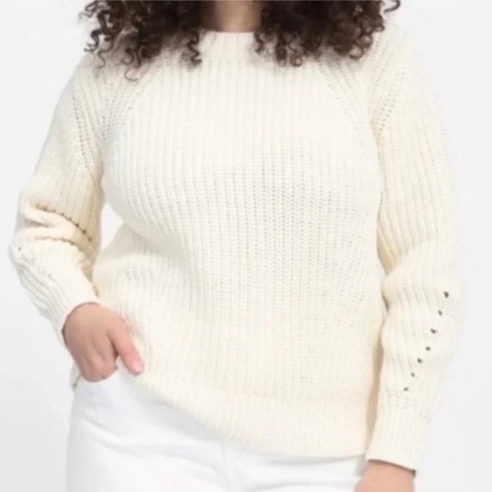 Everlane Neutral Thick Cable Knit Sweater - Cream